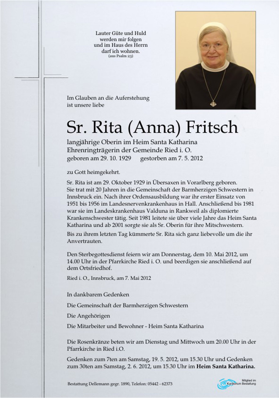   Sr. Rita (Anna) Fritsch
