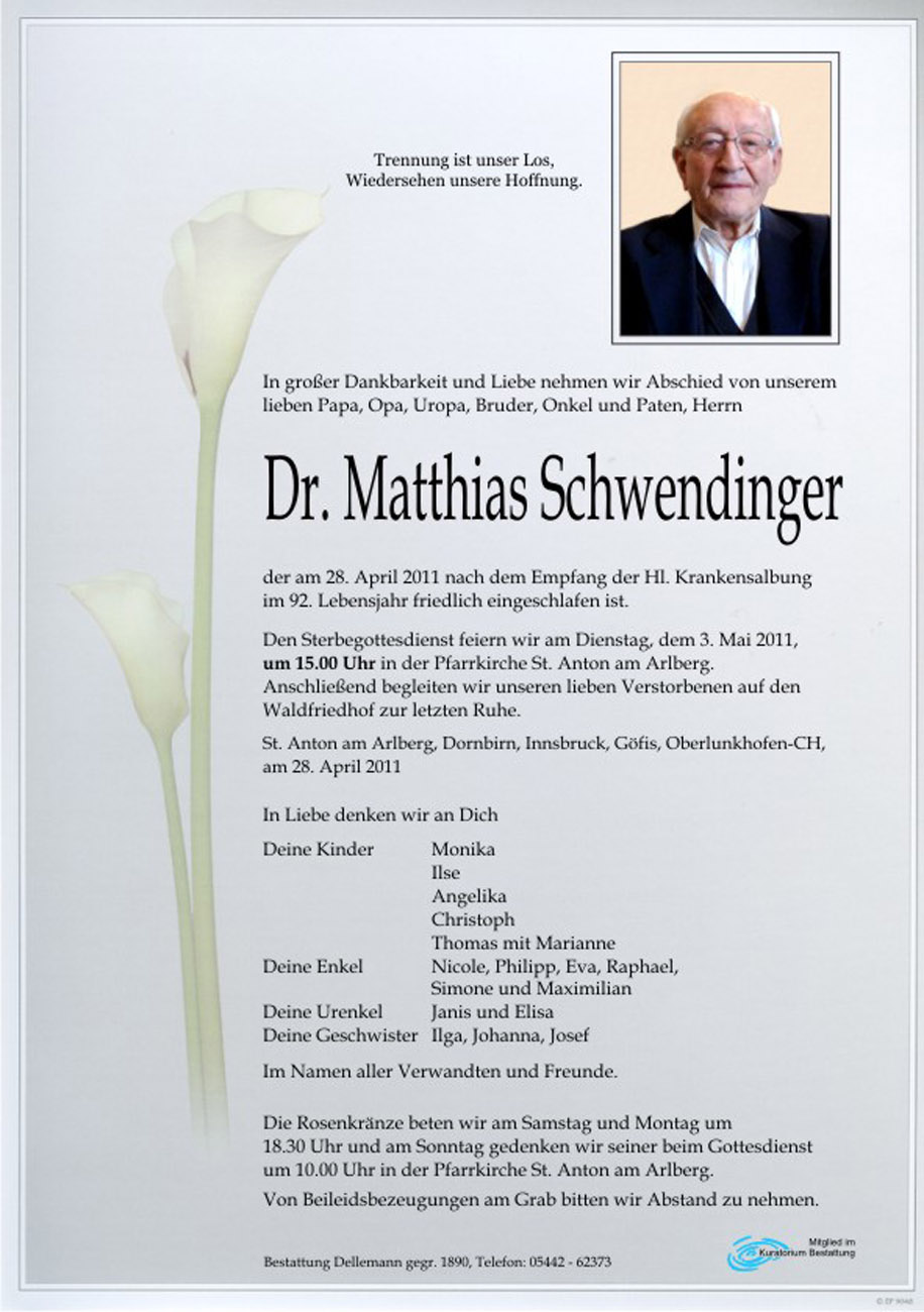   Dr. Matthias Schwendinger