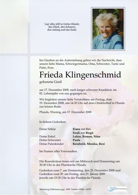    Frieda Klingenschmid